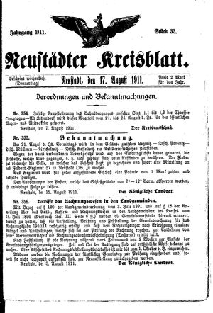 Neustädter Kreisblatt vom 17.08.1911