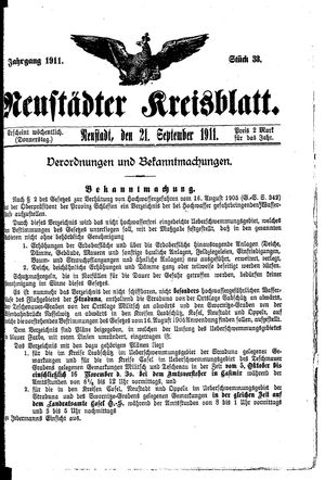 Neustädter Kreisblatt vom 21.09.1911