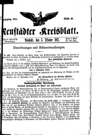 Neustädter Kreisblatt vom 05.10.1911