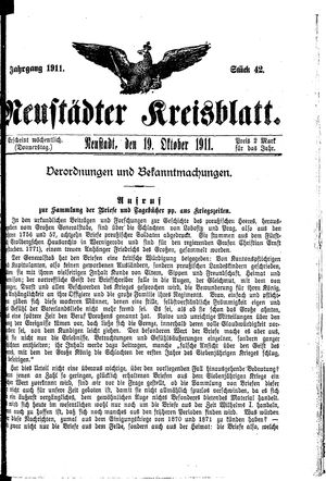 Neustädter Kreisblatt vom 19.10.1911