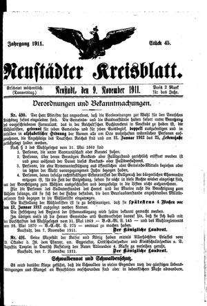 Neustädter Kreisblatt vom 09.11.1911