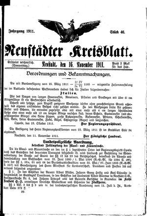 Neustädter Kreisblatt vom 16.11.1911