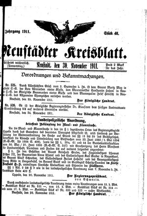 Neustädter Kreisblatt vom 30.11.1911