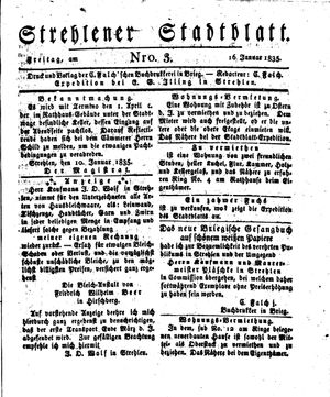 Strehlener Stadtblatt vom 16.01.1835