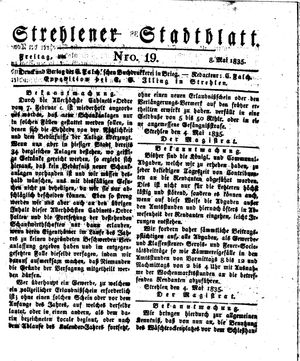 Strehlener Stadtblatt vom 08.05.1835