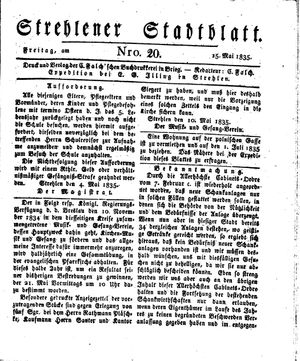 Strehlener Stadtblatt vom 15.05.1835