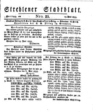 Strehlener Stadtblatt vom 19.06.1835