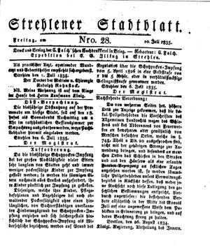 Strehlener Stadtblatt vom 10.07.1835