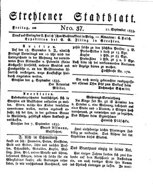 Strehlener Stadtblatt on Sep 11, 1835