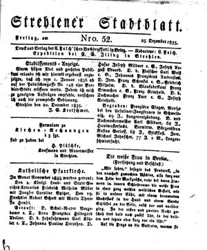 Strehlener Stadtblatt vom 25.12.1835