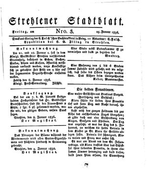 Strehlener Stadtblatt vom 15.01.1836