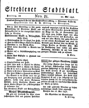 Strehlener Stadtblatt vom 20.05.1836