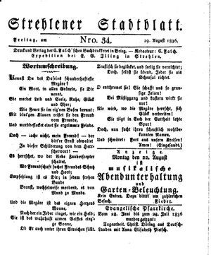 Strehlener Stadtblatt vom 19.08.1836