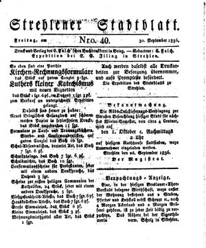 Strehlener Stadtblatt vom 30.09.1836