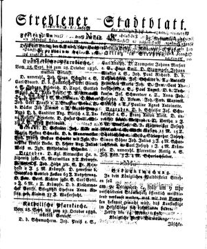 Strehlener Stadtblatt vom 25.11.1836