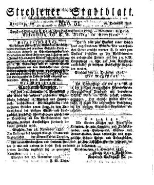 Strehlener Stadtblatt vom 16.12.1836
