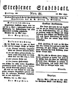 Strehlener Stadtblatt on May 26, 1837