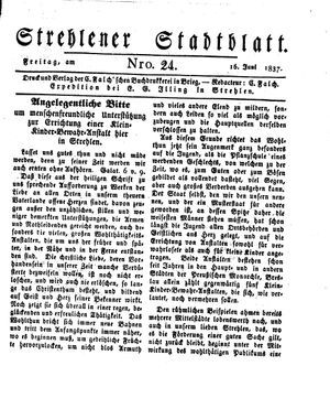 Strehlener Stadtblatt vom 16.06.1837