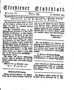 Strehlener Stadtblatt vom 22.12.1837