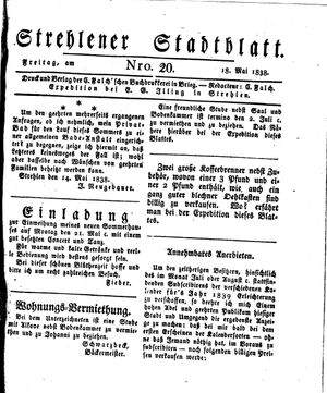 Strehlener Stadtblatt vom 18.05.1838