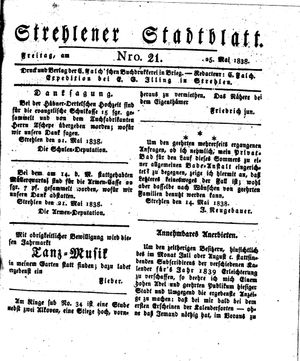Strehlener Stadtblatt vom 25.05.1838