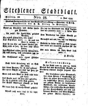 Strehlener Stadtblatt vom 08.06.1838
