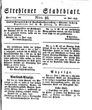 Strehlener Stadtblatt vom 22.06.1838
