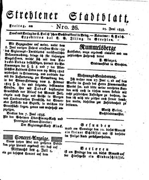 Strehlener Stadtblatt vom 29.06.1838