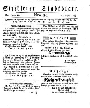 Strehlener Stadtblatt vom 24.08.1838