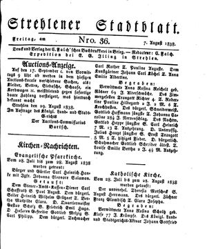 Strehlener Stadtblatt vom 07.09.1838