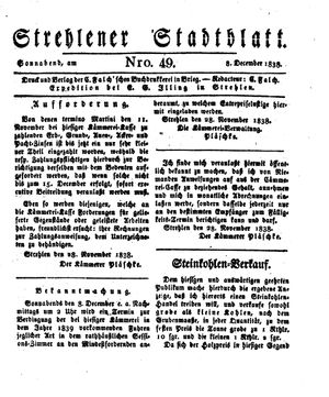 Strehlener Stadtblatt vom 08.12.1838