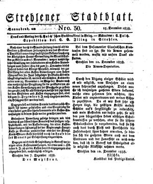 Strehlener Stadtblatt vom 15.12.1838