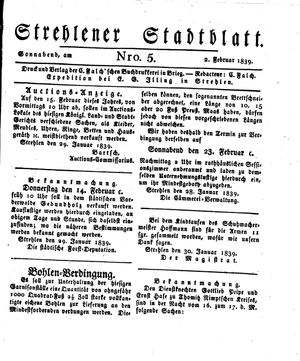 Strehlener Stadtblatt on Feb 2, 1839