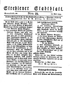 Strehlener Stadtblatt on Jun 15, 1839
