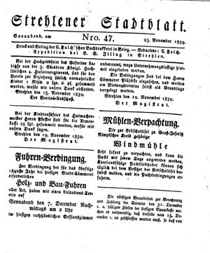 Strehlener Stadtblatt on Nov 23, 1839