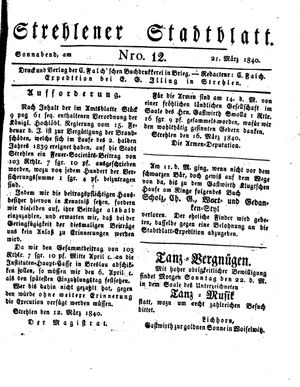 Strehlener Stadtblatt on Mar 21, 1840