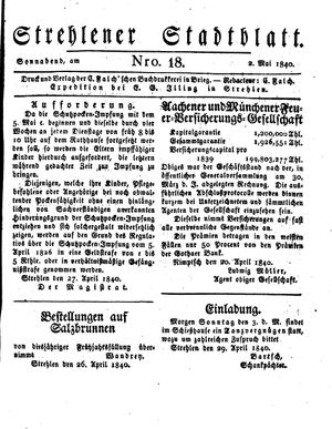 Strehlener Stadtblatt vom 02.05.1840