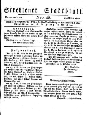 Strehlener Stadtblatt on Oct 17, 1840