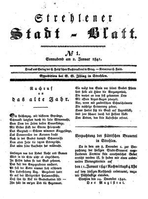 Strehlener Stadtblatt on Jan 2, 1841