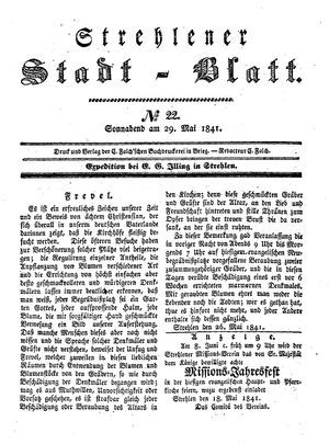 Strehlener Stadtblatt vom 29.05.1841