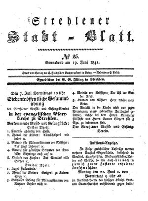 Strehlener Stadtblatt vom 19.06.1841