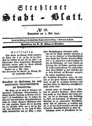 Strehlener Stadtblatt vom 07.05.1842