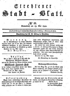 Strehlener Stadtblatt vom 28.05.1842
