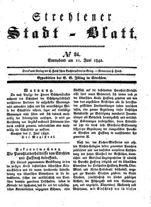 Strehlener Stadtblatt vom 11.06.1842