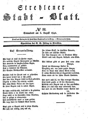Strehlener Stadtblatt vom 06.08.1842
