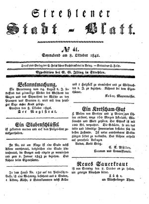 Strehlener Stadtblatt vom 08.10.1842