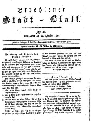 Strehlener Stadtblatt vom 22.10.1842