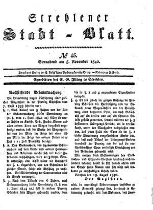Strehlener Stadtblatt vom 05.11.1842