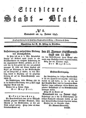 Strehlener Stadtblatt on Jan 14, 1843