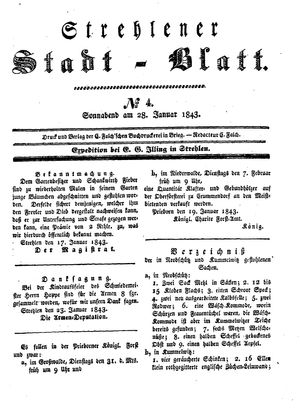 Strehlener Stadtblatt vom 28.01.1843